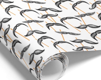 Moustache Wrapping Paper Roll | Funny Gift Wrap for Men | Father's Day Wrapping Paper