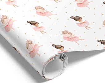 Elegant Ballerina Wrapping Paper | Pink Ballet Gift Wrap | Wrapping Paper Roll for Girls