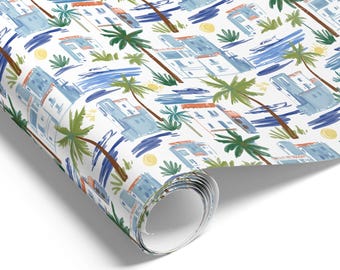 Coastal Wrapping Paper | Mediterranean Gift Wrap | Summer Wrapping Paper Roll