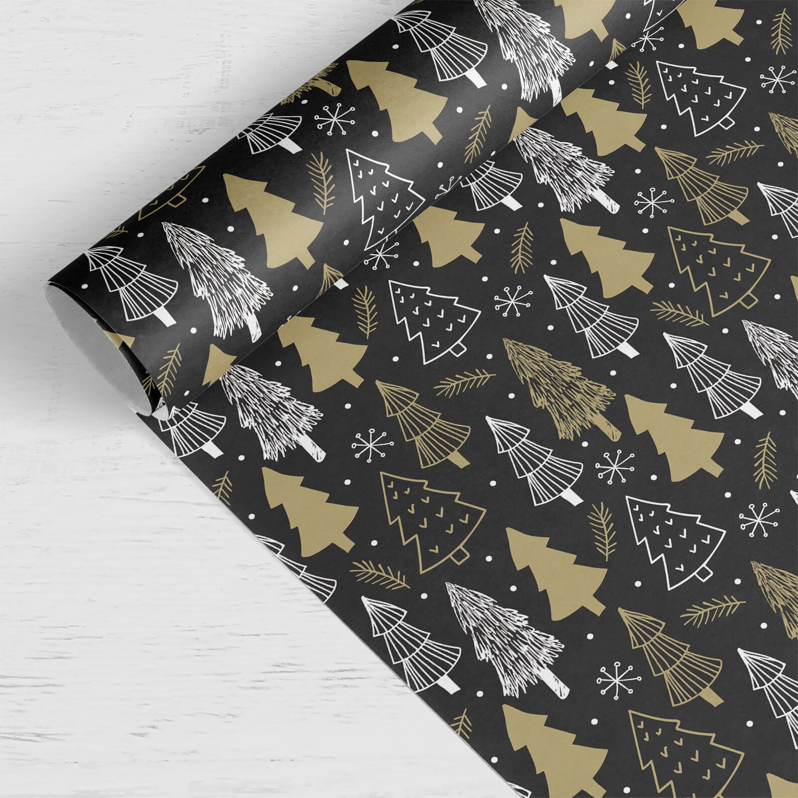Black Christmas Tree Wrapping Paper Luxury Gift Wrap | Etsy