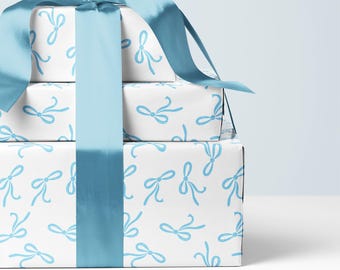 Baby Blue Ribbon Wrapping Paper - Luxury Gift Wrap Roll