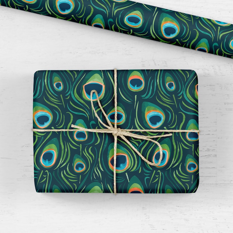 Peacock Wrapping Paper Luxury Gift Wrap Peacock Gift Wrap Etsy