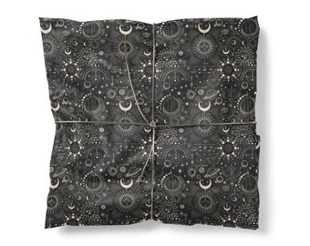 Cosmic Sun Wrapping Paper - Luxury Black Gift Wrap