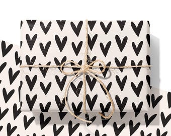 Black Hearts Wrapping Paper – Luxury Matte Gift Wrap