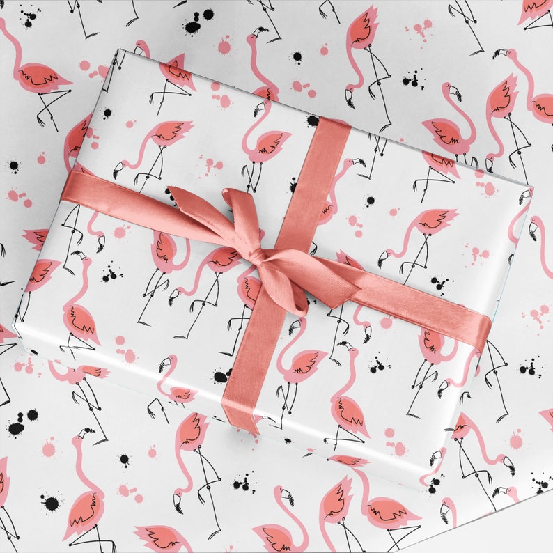 Flamingo Wrapping Paper Luxury Gift Wrap Birthday Gift Etsy
