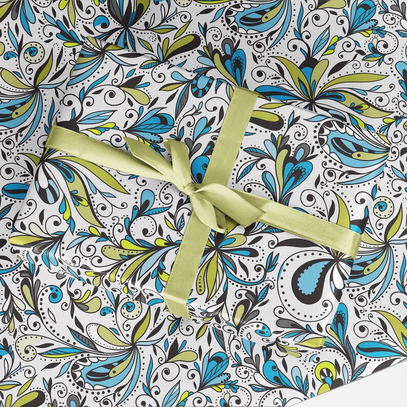 Abstract Floral Wrapping Paper Luxury Gift Wrap Birthday Etsy