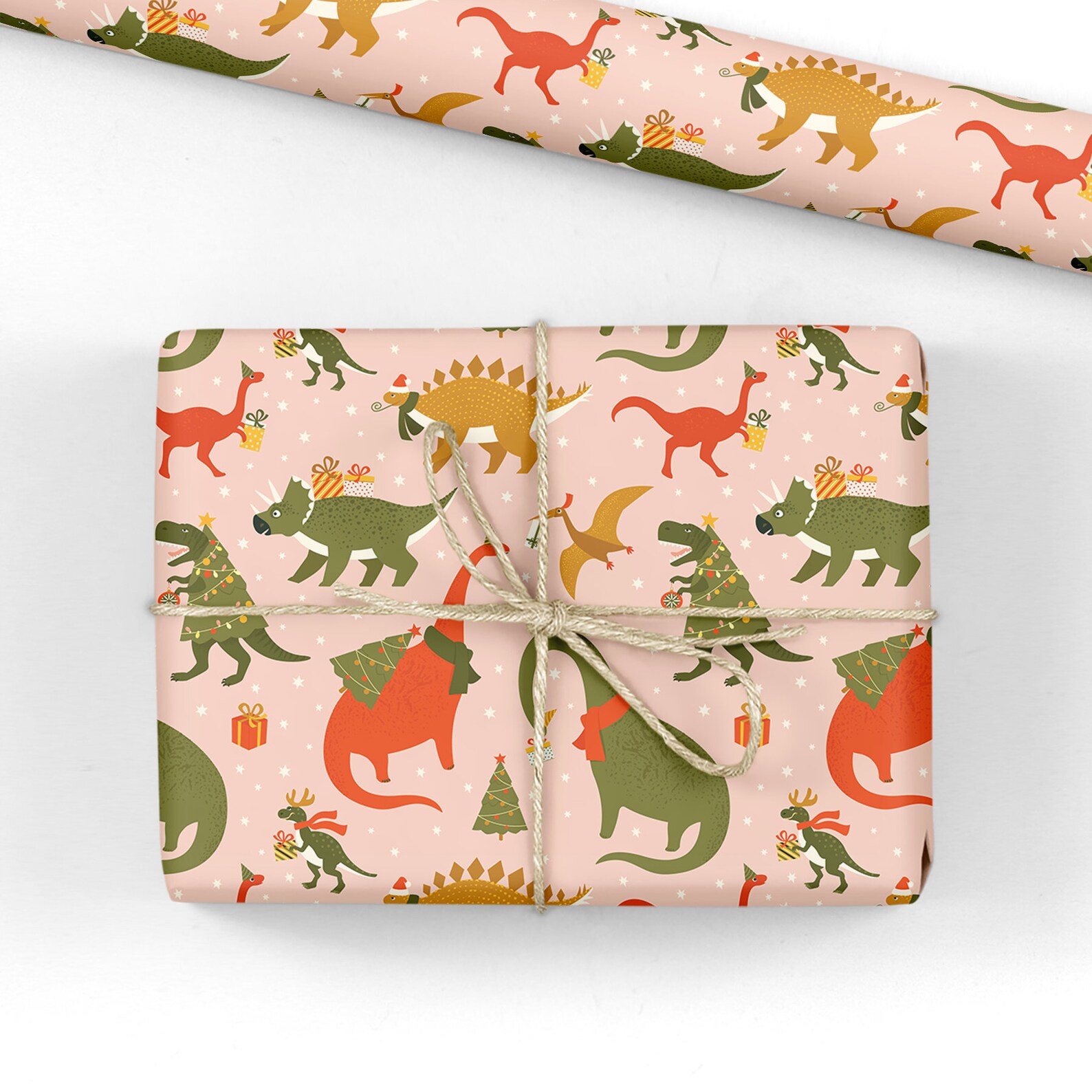 Christmas Dinosaur Wrapping Paper Luxury Gift Wrap Etsy