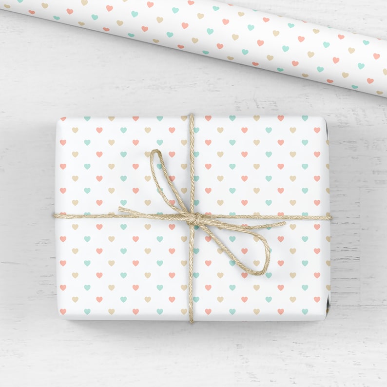 Pastel Hearts Wrapping Paper Pastel Luxury Gift Wrap Etsy UK
