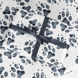 Paw Print Wrapping Paper - Luxury Gift Wrap - Paw Print Gift Wrap - Dog Paw Print Wrapping Paper Roll