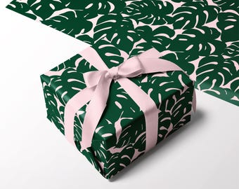 Monstera Print Wrapping Paper – Green Leaf Gift Wrap