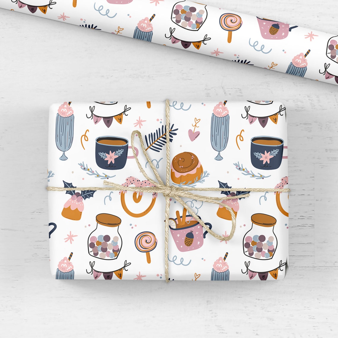 Christmas Food Wrapping Paper / Gift Wrap Christmas Wrapping Etsy