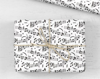 Music Notes Wrapping Paper - Luxury Gift Wrap - Music Gift Wrap - Musical Notes Print - Recyclable Wrapping Paper