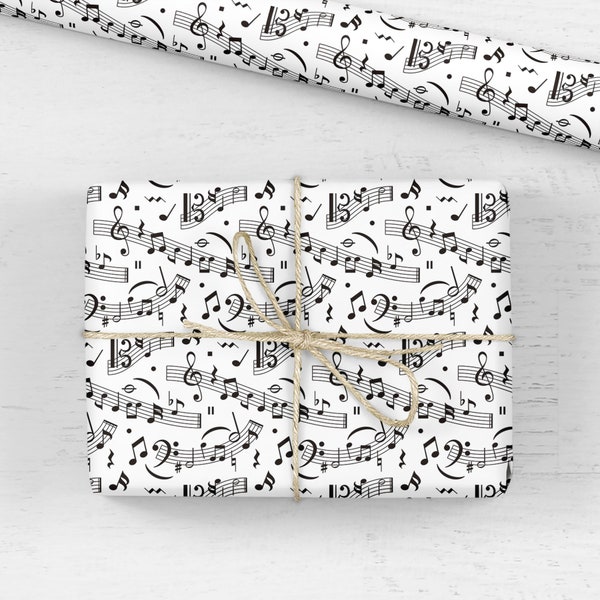 Music Notes Wrapping Paper - Luxury Gift Wrap - Music Gift Wrap - Musical Notes Print - Recyclable Wrapping Paper