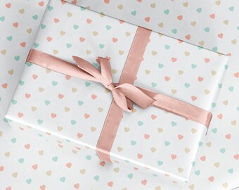Pastel Hearts Gift Wrap: Luxury Wrapping Paper