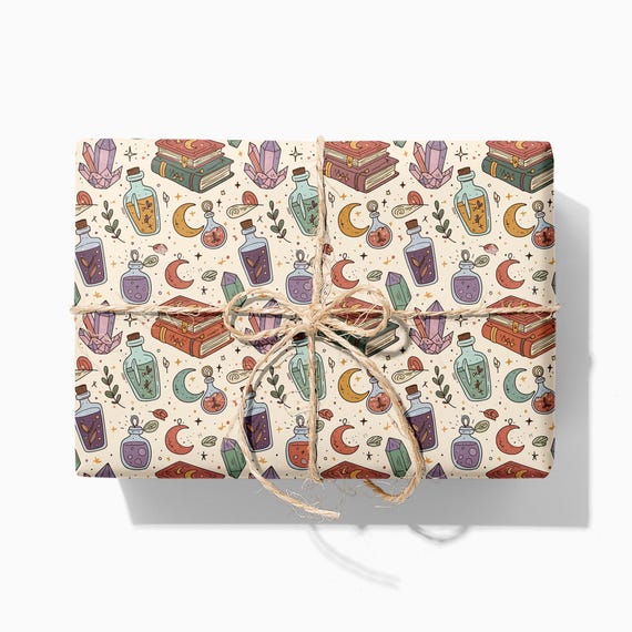 Whimsical Witchcraft Wrapping Paper - Potions and Spell Book Gift Wrap