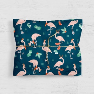 Christmas Flamingo Wrapping Paper - Luxury Gift Wrap - Christmas Gift Wrap - Christmas Wrapping Paper Roll - Flamingo Wrapping Paper