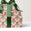 Festive Mistletoe and Red Ribbon Wrapping Paper - Luxury Christmas Gift Wrap Roll