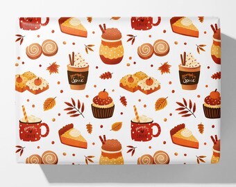 Pumpkin Spice Autumn Wrapping Paper - Luxury Gift Wrap - Fall Gift Wrapping