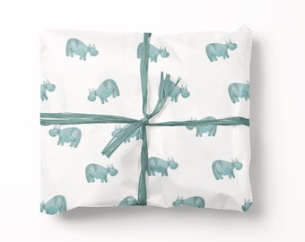 Hippo Wrapping Paper - Animal Illustrated Gift Wrap