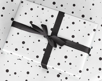 Polka Dot Wrapping Paper - Polka Dot Luxury Gift Wrap - Polka Dot Birthday Gift Wrap -  Black Polka Dot Print - Recyclable Wrapping Paper