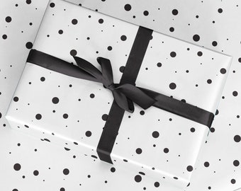 Black Polka Dot Gift Wrap: Luxury Birthday Wrapping Paper Roll