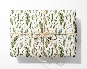 Watercolor Pine Needle Gift Wrap - Luxury Woodland Paper