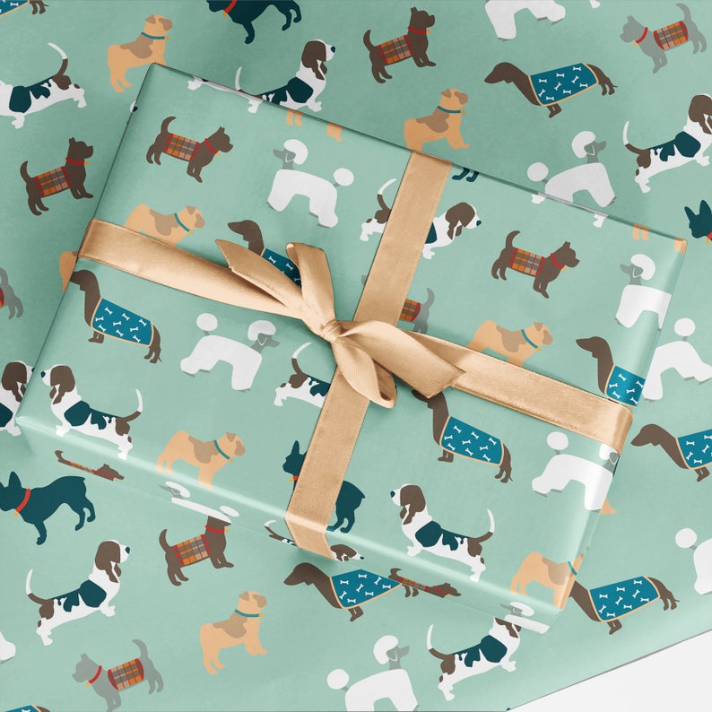 Dog Wrapping Paper Luxury Gift Wrap Dog Gift Wrap Scrapbook Paper Dog Print Cute Wrapping Paper image 1