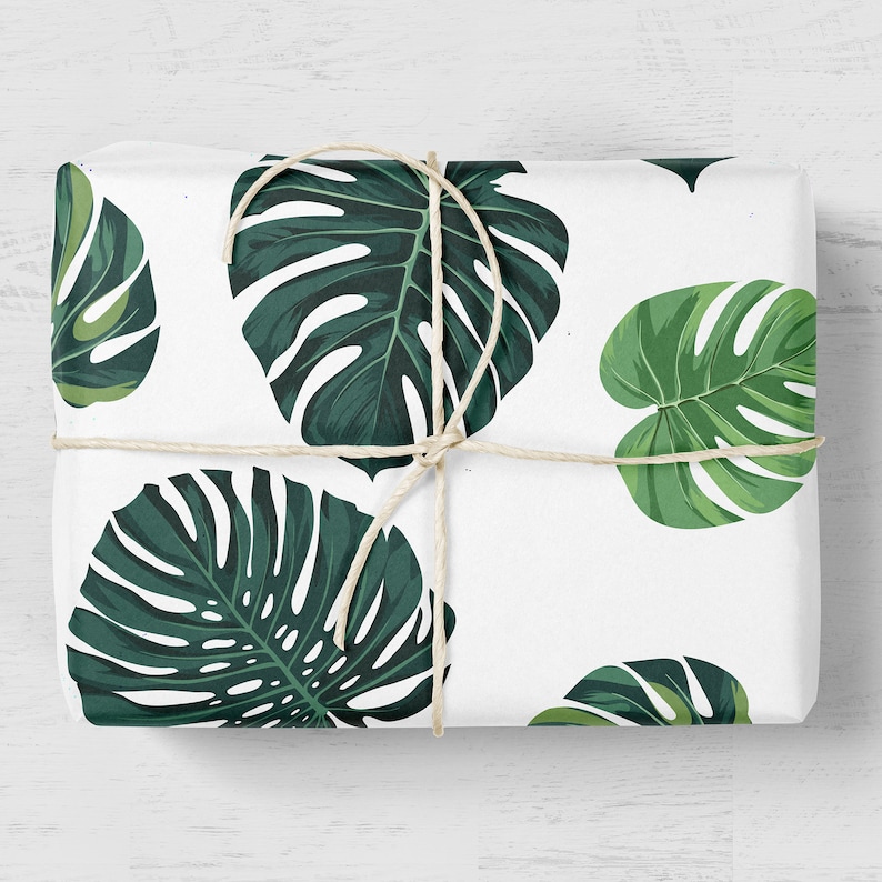 Tropical Leaf Wrapping Paper Luxury Gift Wrap Tropical Leaf Gift Wrap Monstera Leaf Wrapping Paper Roll Recyclable Wrapping Paper image 3