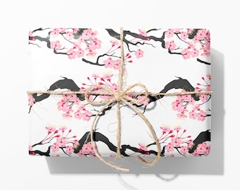 Cherry Blossom Wrapping Paper - Luxury Gift Wrap - Sakura Gift Wrap - Valentines Floral Wrapping - Recyclable Wrapping Paper