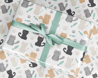 Pastel Cat Wrapping Paper – Luxury Birthday Gift Wrap