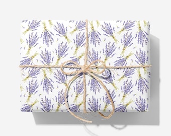 Papel de regalo con diseño de ramo de lavanda - Papel de regalo floral morado