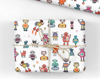 Robots Wrapping Paper - Luxury Gift Wrap - Wrapping for kids