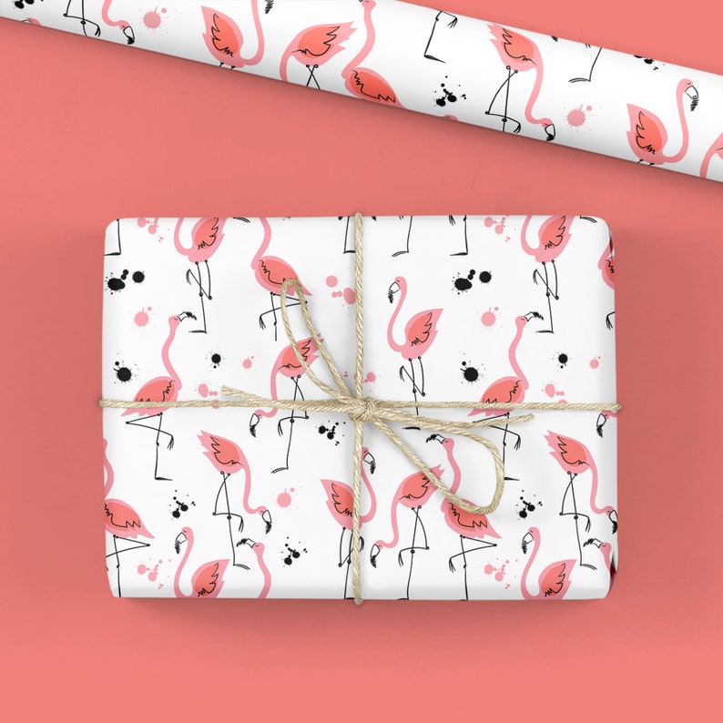 Flamingo Wrapping Paper Luxury Gift Wrap Birthday Gift Etsy