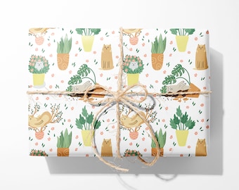 Cat Wrapping Paper - Luxury Gift Wrap - Houseplant Wrapping Paper