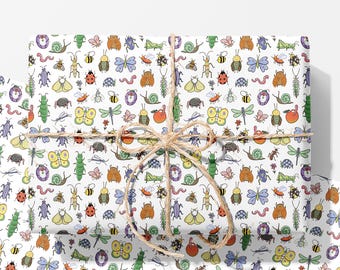Cute Bug Wrapping Paper | Insect Gift Wrap | Nature Lover Wrapping Paper Roll