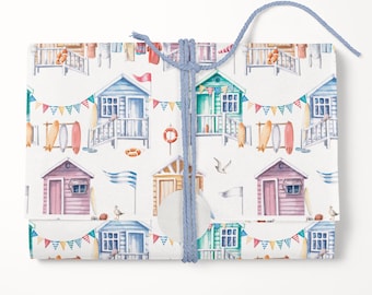 Beach Hut Pattern Wrapping Paper - Summer Holiday Gift Wrap
