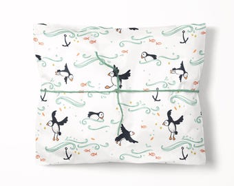 Puffin Wrapping Paper: Illustrated Seabird Gift Wrap