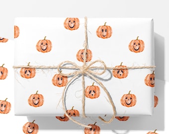 Halloween Pumpkin Wrapping Paper | Cute Jack O Lantern Gift Wrap | Autumn Wrapping Paper