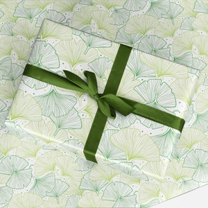 Ginkgo Leaf Green Wrapping Paper - Luxury Gift Wrap - Birthday Gift Wrap