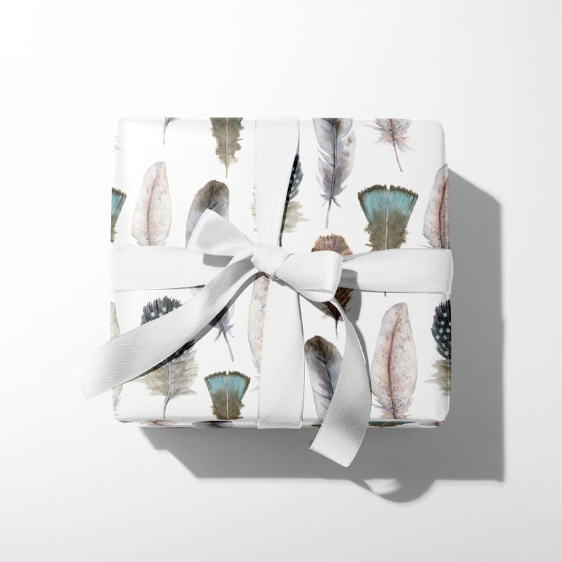 Feather Wrapping Paper Luxury Gift Wrap Feather Gift Wrap Feather Print image 3