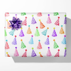 Party Hats Wrapping Paper Luxury Birthday Gift Wrap Birthday Wrapping Paper Roll Recyclable Wrapping Paper image 1