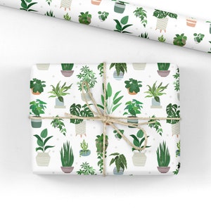 Houseplant Wrapping Paper - Luxury Gift Wrap - Houseplant Gift Wrap - Indoor Plant Wrapping Paper Roll - Recyclable Wrapping Paper