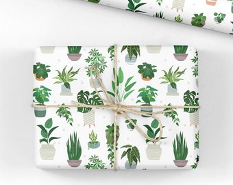 Houseplant Wrapping Paper - Luxury Gift Wrap - Houseplant Gift Wrap - Indoor Plant Wrapping Paper Roll - Recyclable Wrapping Paper