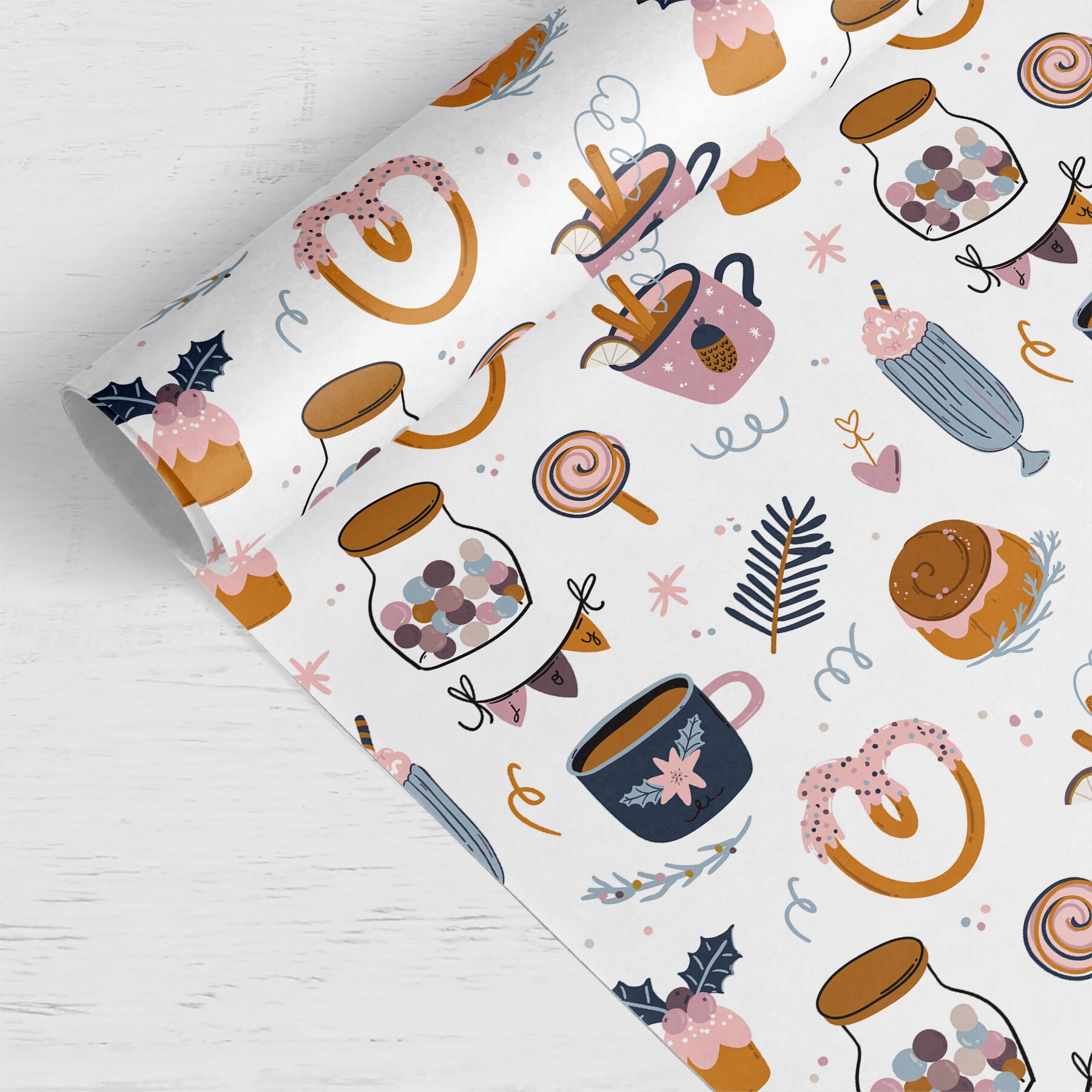 Christmas Food Wrapping Paper / Gift Wrap Christmas Wrapping Etsy