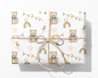Teddy Bear Wrapping Paper – Luxury Baby Gift Wrap, Matte Finish
