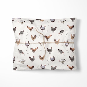 Chicken Wrapping Paper - Animal Illustrated Wrapping Paper- Hen Gift - Large Wrapping Paper Roll