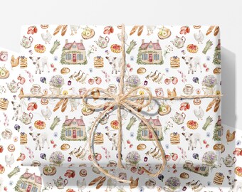 Cottagecore Wrapping Paper | French Farmhouse Gift Wrap | Rustic Country Gift Wrap