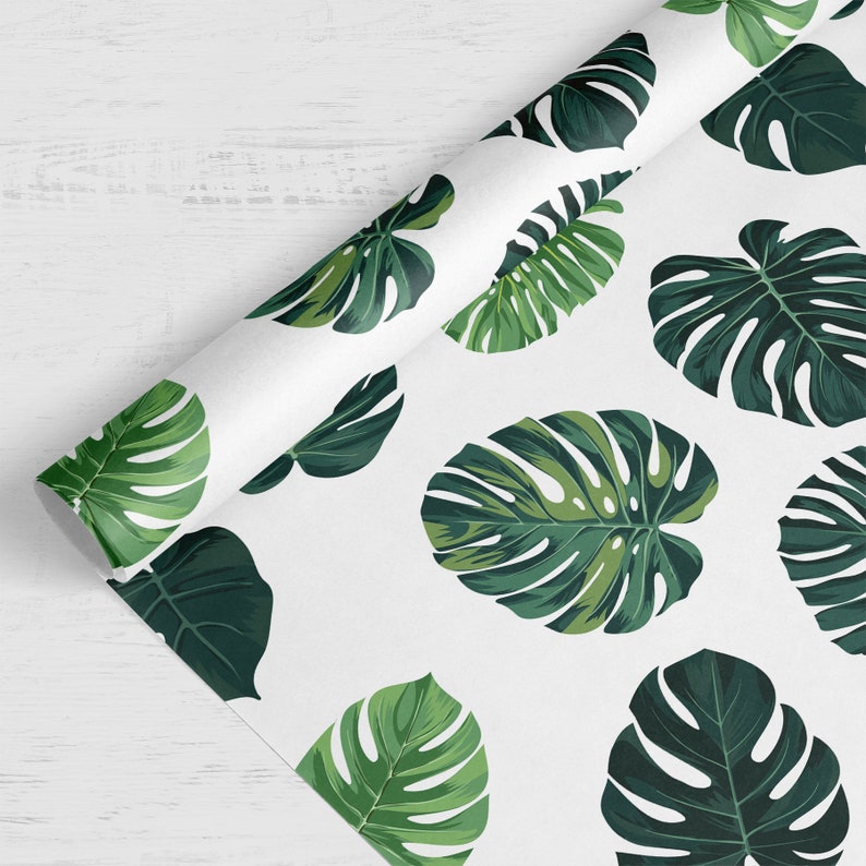 Tropical Leaf Wrapping Paper Luxury Gift Wrap Tropical Leaf Gift Wrap Monstera Leaf Wrapping Paper Roll Recyclable Wrapping Paper image 2