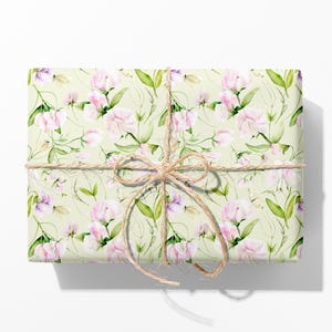 Sweet Pea Wrapping Paper - Luxury Wedding Gift Wrap - Romantic Flower Wrapping Paper