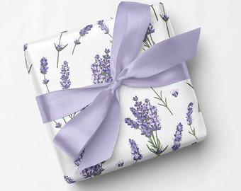 Lavender Wrapping Paper - Luxury Gift Wrap - Anniversary Gift Wrap - Purple Floral Wrapping Paper